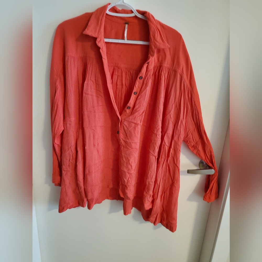 Free People Lovely Day Button Up Flowy Blouse